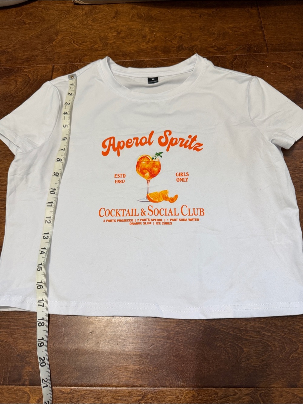 White cropTee with Orange Aperol Spritz Graphic